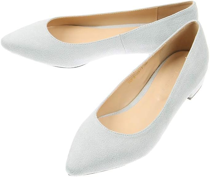 Amazon ザ スーツカンパニー Destyle ポインテッドトゥプレートフラットシューズ ブルーグレー 38 The Suit Company ザ スーツカンパニー パンプス