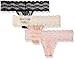 b.tempt'd by Wacoal Women's Lace Kiss 3 Pre-Pack Thong Pant, Crystal Rose/Night/Naughty Naked, Large