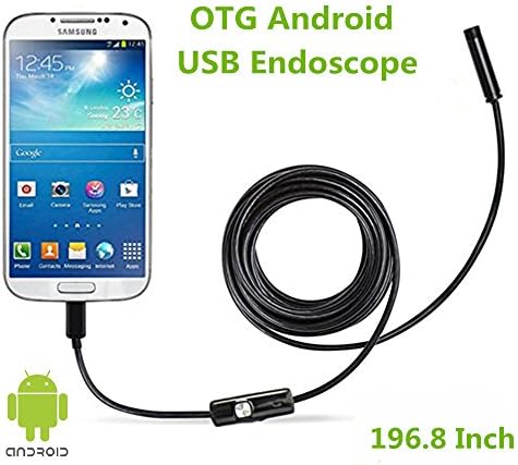 7mm Android Endoscope OTG Micro USB Endoscope Waterproof Borescopes Inspection Camera with 6 LED and 5M(196.8in) Cable
