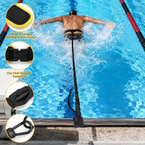 Premium Adult Swimming Belt for Pool, 3.5-8 m Swimming Belt with Elastic Rubber Bands, Swimming Aid Adults, Suitable for Beginners and Professionals, for Swimming Training