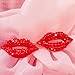 Fashionable Cute Sparkling Red Crystal Embellished Lips Kiss Stud Earrings for girls, teens and women (Red)