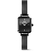 Daniel Wellington Quadro Mini Reflection 15.4x18.2mm Black Watch, Women's Small Wrist Watches with 316L Stainless Steel Mesh Strap