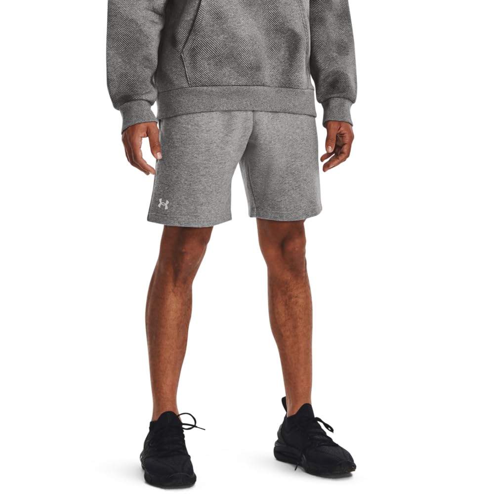 Under Armour Men’s Rival Fleece Shorts, (025) Castlerock Light Heather / / White, X-Large