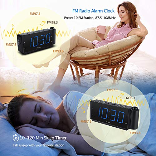 DreamSky Projection Alarm Clock Radio with USB Charging Port & FM Radio