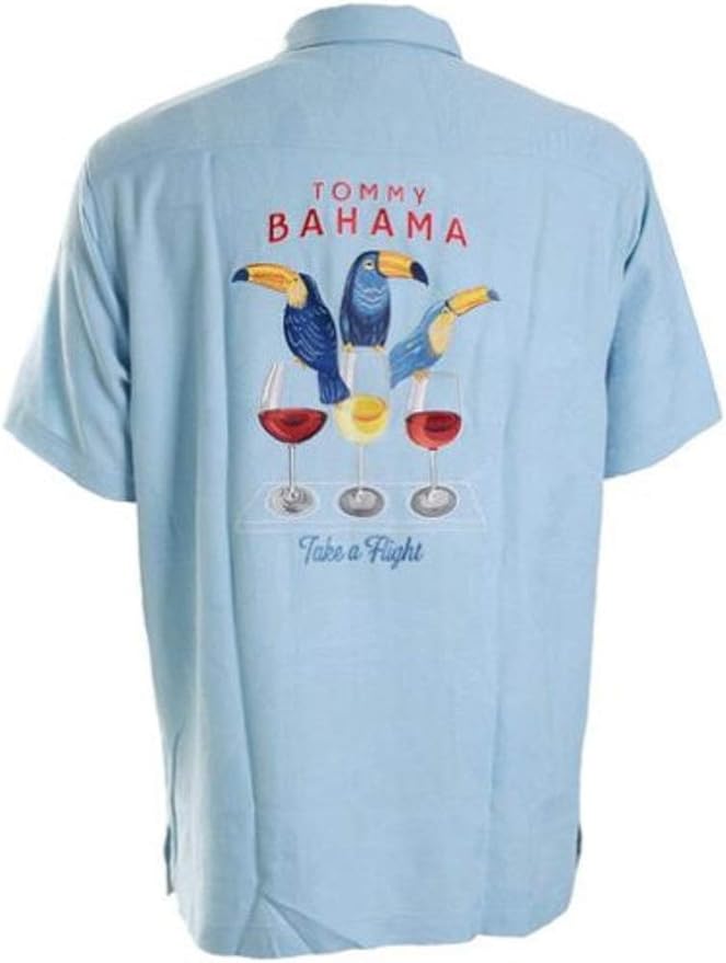 Tommy Bahama Embroidered Take a Flight Silk Camp Shirt (Color Robins