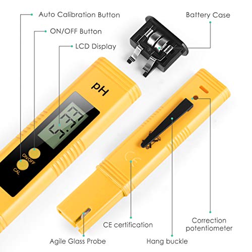 Lambow Digital PH Meter, PH Meter 0.01 PH High Accuracy Water Quality Tester with 0-14 PH Measurement Range for Household Drinking, Pool and Aquarium Water PH Tester Design with ATC - Thumbnail 2