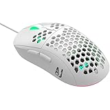 NACODEX AJ380R 69g Lightweight Gaming Mouse, Honeycomb Shell RGB Backlit Mice, Pixart 3327 12400 DPI 6 Buttons Programmable O