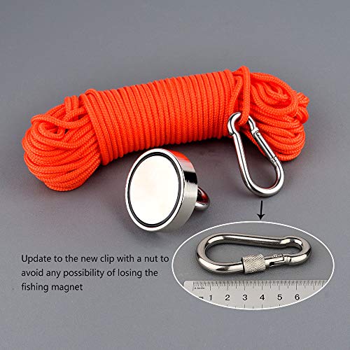 Mutuactor Fishing Magnets 350lbs Pull Force,Strong Retrieval Magnet N52 Neodymium Magnets with 20m(64 Foot) Durable Rope and Gloves,Powerful Magnets for Fishing and Magnetic Recovery Salvage