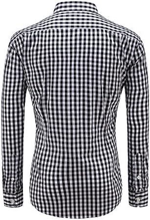 KateSui Mens Slim Fit Long Sleeve 100% Cotton Plaid Button Down Dress Shirt