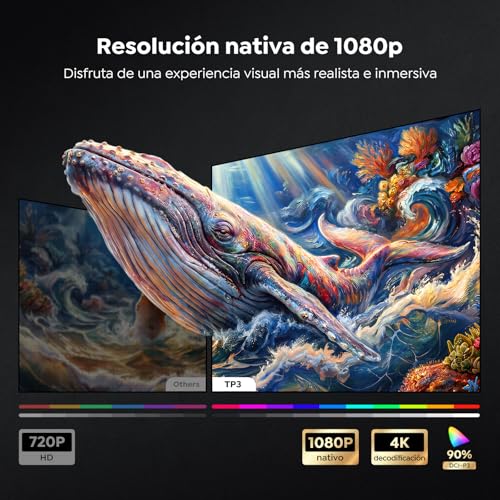Projector 4K 【Google TV/Official Apps/Auto Focus/Keystone】Portable Projector App Integrated Language Control 1080P FHD Native, WiFi 6 & Bluetooth Smart Projector for Mobile/Outdoor/Home Cinema/Ceiling