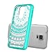Galaxy S5 Phone Case Clear,Anoke Scratch Resistant Mandala Flower Back Cute Acrylic TPU Bumper Slim Fit Thin Protective Cover Cases with HD Screen Protector for Girls Women Galaxy S5 CH Mint