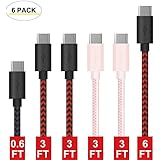 Gopala USB Type C Cable, USB-C to USB-C 2.0 Cable 6 Pack Assorted lengths Nylon Braided Cord for Galaxy S8, S8+, MacBook, Nintendo Switch, Sony XZ, LG V20 G5 G6, HTC 10, Xiaomi 5 and More