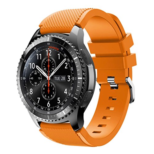 Ninasill Unisex Fashion Sports Silicone Bracelet Strap, Exclusive Band For Samsung Gear S3 Frontier Watch Strap (Orange)