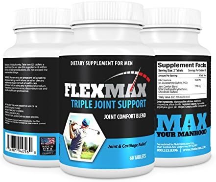 FlexMax Joint Relief Pills- Joint Supplement to Help Stop Joint Pain and Stiffness- Powerful Joint Comfort Blend and Joint Care Formula Helps Care for and Lubricate Your Joints- Glucosamine and Chondroitin blend- Plus Vitamins and Minerals- Made In USA in an GMP and FDA Compliant Facility- Money Back If Not satisfied- Fast and Free shipping- Tax Free shopping