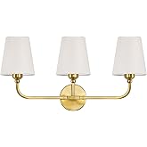 Kvhiiw Bathroom Vanity Light, Brushed Gold Bathroom Light Fixtures, 3-Light Lighting Fixtures Over Mirror, Modern Wall Sconce