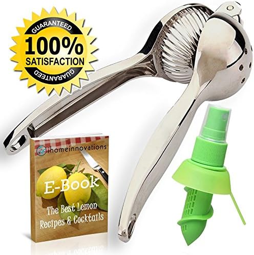 Heavy Duty Lemon Squeezer and Lime Press Juicer – Great For Juicing Citrus Fruit With It's Large Bowl - Extra Long Handles Make It Easy to Squeeze - Includes Spritzer / Mister