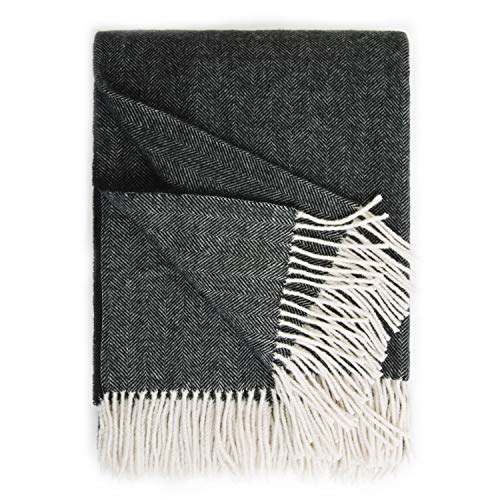 BEDSURE Wool Blanket, Ash Black – Super Soft, Warm & Fuzzy Throw Blanket 50×70 inches for Couch, Sofa, Bed – Outdoor Throw Blankets for Camping, Beach, Backpacking or Emergency Supplies