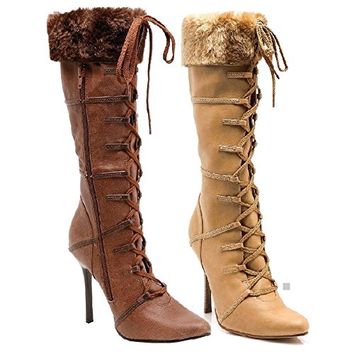 Viking Boots Womens Fur Trimmed Cuff Mid Calf High Heel Shoes