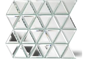 Soulscrafts Beveled Mirror Mosaic Tile,Silver,3 Inch Triangle Mirror Tiles for Kitchen Bathroom Wall 5 Sheets/Box
