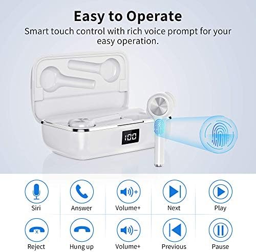 Écouteurs Bluetooth Sans Fil,ecouteur bluetooth 5.0 Contrôle Tactile ecouteurs sans fil avec Étui Chargement et Microphones HD Réduction du Bruit CVC8.0 Casque Bluetooth Sport pour Smartphone iPhone