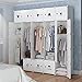 KOUSI Portable Wardrobe Closet for Bedroom Clothes Armoire Dresser Multi-Use Cube Storage Organizer, White, 10 Cubes &5 Hanging Sections