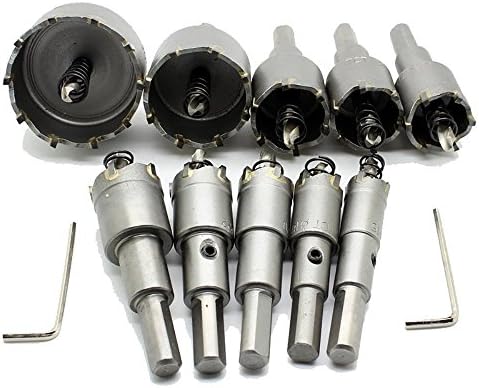 Inton 16mm-50mm Tungsten Carbide Steel Tipped Drill Bit TCT Metal Cutter Hole Saw Set of 10