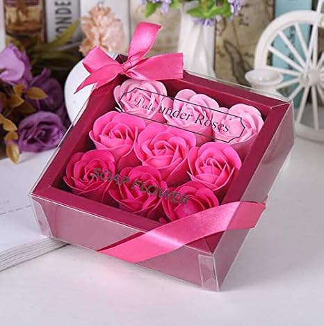 Amazon ソープフラワー プレゼント バラの花 母の日 花束 造花 花 ギフト 石鹼花 石鹼フラワー 贈り物 ギフト 敬老の日 開店祝い 誕生日 記念日 お見舞いギフトボックス ９枚ピンク 造花 オンライン通販