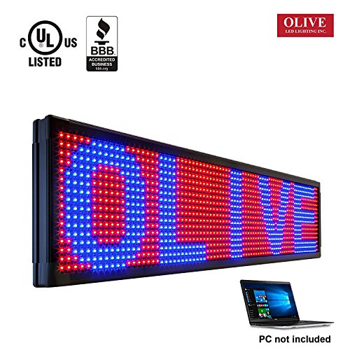 OLIVE LED Sign 3Color, RBP, P30, 22"x79" PC Programmable Scrolling Outdoor Message Display Signs EMC - Industrial Grade Business Ad Machine. - Thumbnail 2