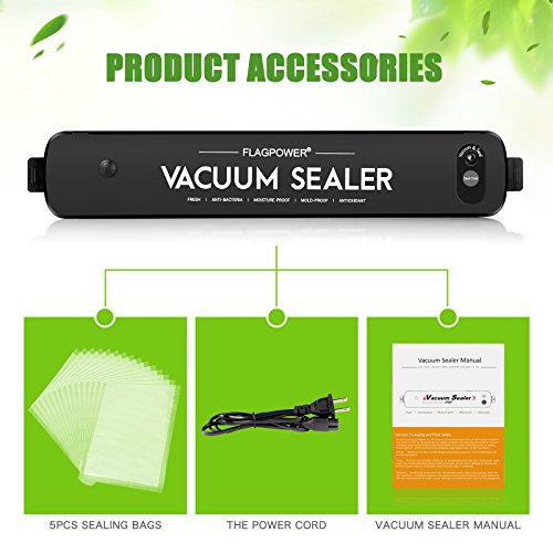 Automatic Vacuum Sealer Machine, FLAGPOWER Vacuum Sealer with 15PCS Free Sealer Bags Air Sealing System for Food Preservation Preserve Food Flavor and Overall Quality - Thumbnail 6