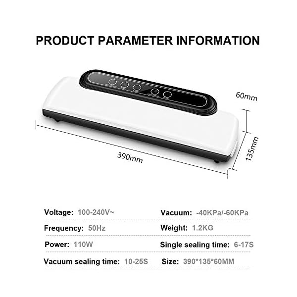 Vacuum Sealer,5 in 1 Automatic One-Touch Vacuum Sealer Machine with Built-in Cutter for Food Storage and Preservation…