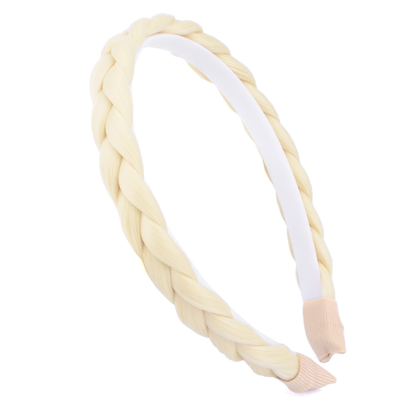 BOBIYA Plait Hair Headband Synthetic Hair Plaited Headband Braid Braided With Teeth Hair Band Accessories for Women Girl (Light Blonde) — image 1