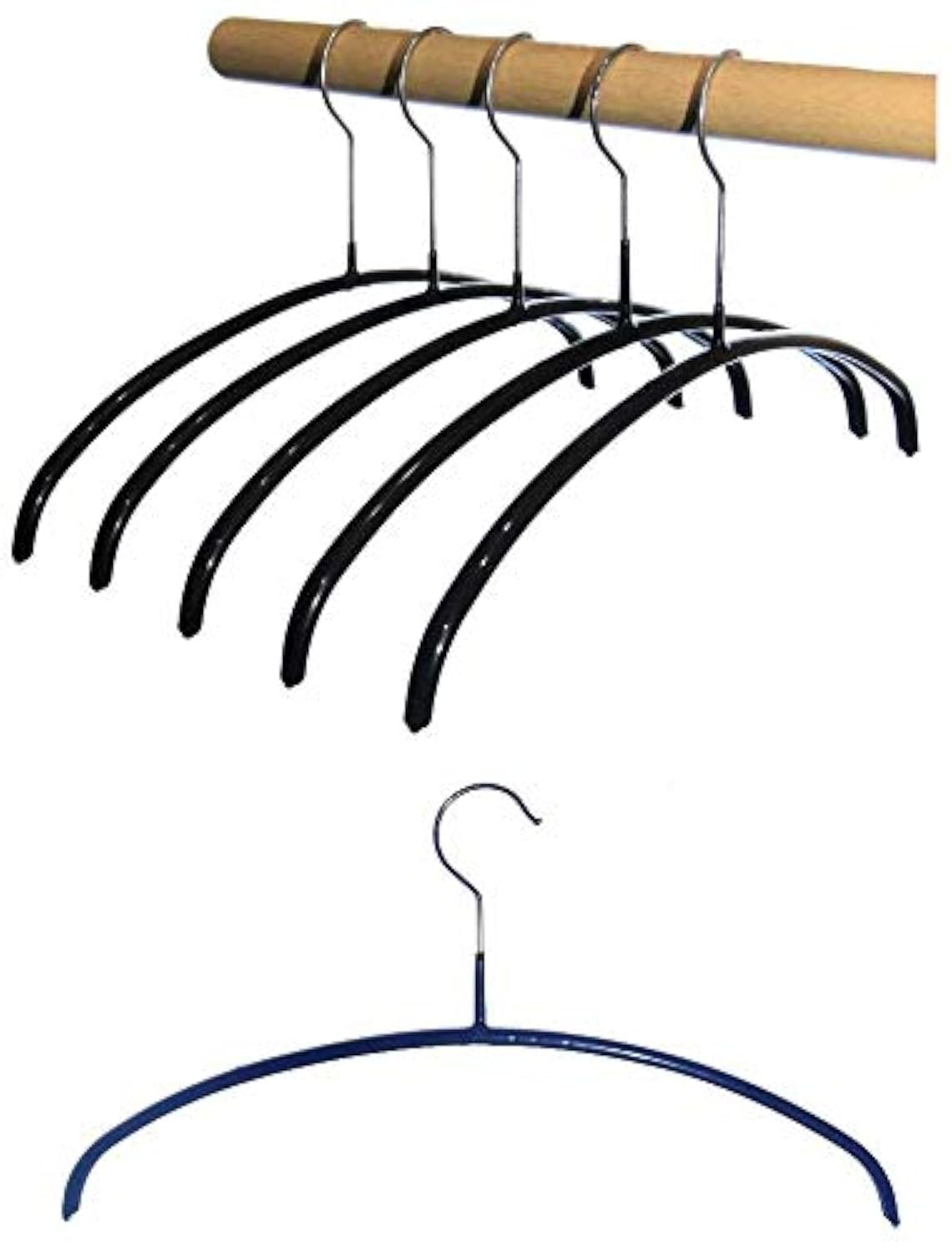 Hagspiel Pack of 10 Clothes Hangers Made of Metal, Non-Slip Coating, Black, for Children, Teenagers, Length 36 cm