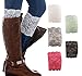 GEOOT Womens 5 Pairs Stretch Lace Boot Leg Cuffs Soft Laced Boot Socks (5 color)