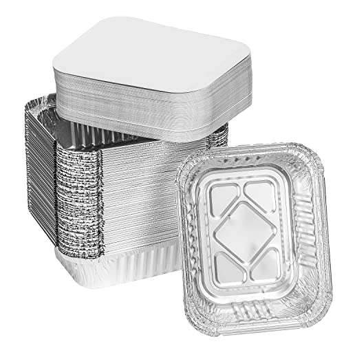 Aluminum Foil Pan 5" x 4" (50 Pack) Disposable Cookware with Lids