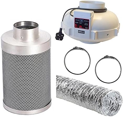 Rhino Twin Speed Fan and Carbon Filter Kit 125mm/5inch - Aluminium Ducting