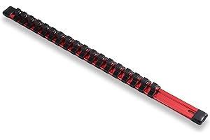 ALOANES 3/8-Inch Drive Aluminum Alloy Socket Organizer, Heavy Duty Socket Racks, Socket Holder Kit 3/8-Inch x 18 Clips (Red)