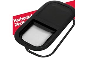 RV MURTS RV Window 24x15 with Trim Kit for Camper Replacement in Summer, Horizontal Sliding Windows with Screen for Cargo Trailer 1-1/2" Wall, Teardrop Door Window with Tint Shade Glass, DOT Certificated.