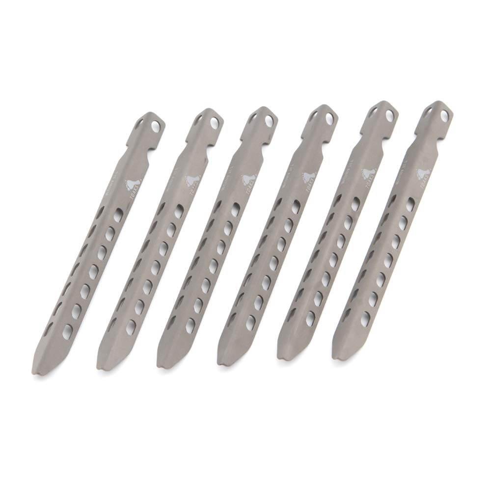 TOAKS Titanium Tent Pegs Ultralight Outdoor Camping V-shaped Fixed Tent Nails (6 pieces) (Small V nail (PEG-02))