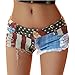 Fashion Story Hot Pants Mini Jeans Shorts Women American US Flag Denim