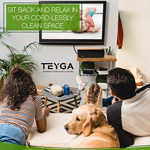 TEYGA Bamboo Cable Management Box - Stylish Cord Organizer Box Hides Power Strip and Keeps Cords Untangled - Surge Protector Cover Keeps Children Safe - Eco Friendly TV Cord Box for Home and Office