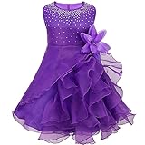 FEESHOW Baby Girls Rhinestone Princess Wedding Pageant Party Ruffle Flower Girl Dress
