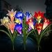 CLAONER Solar Garden Stake Lights, 3 Pack Solar Flower Lights Outdoor with 12 Lily Flowers Waterproof Muti-Color Changing LED Lights for Outdoor Decorative Like Garden, Yard, Patio, Walkway, Pathway