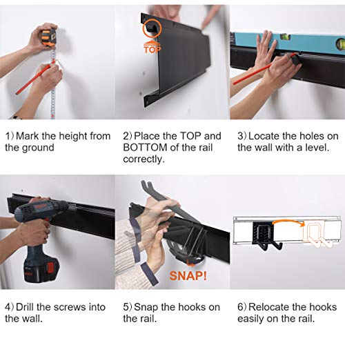 Wall Mount Storage Rack System Garage Hooks (2 Double Hanger, Small Set) - Thumbnail 3