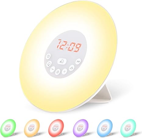 Wake Up Light Alarm Clock With 7 Alarm Tones Incl 2 Natural Sounds And Fm 7 Colours 10 Dimming Levels Sunrise Simulator Night Light With Adaptor Amazon De Beleuchtung
