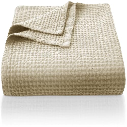 CHUFFED 100% Baumwolle Decke 220 x 240 cm, Weiche und Atmungsaktive Tagesdecke, Waffelmuster Leichte Decke als Sofadecke Couchdecke, Weich Kuschelige 