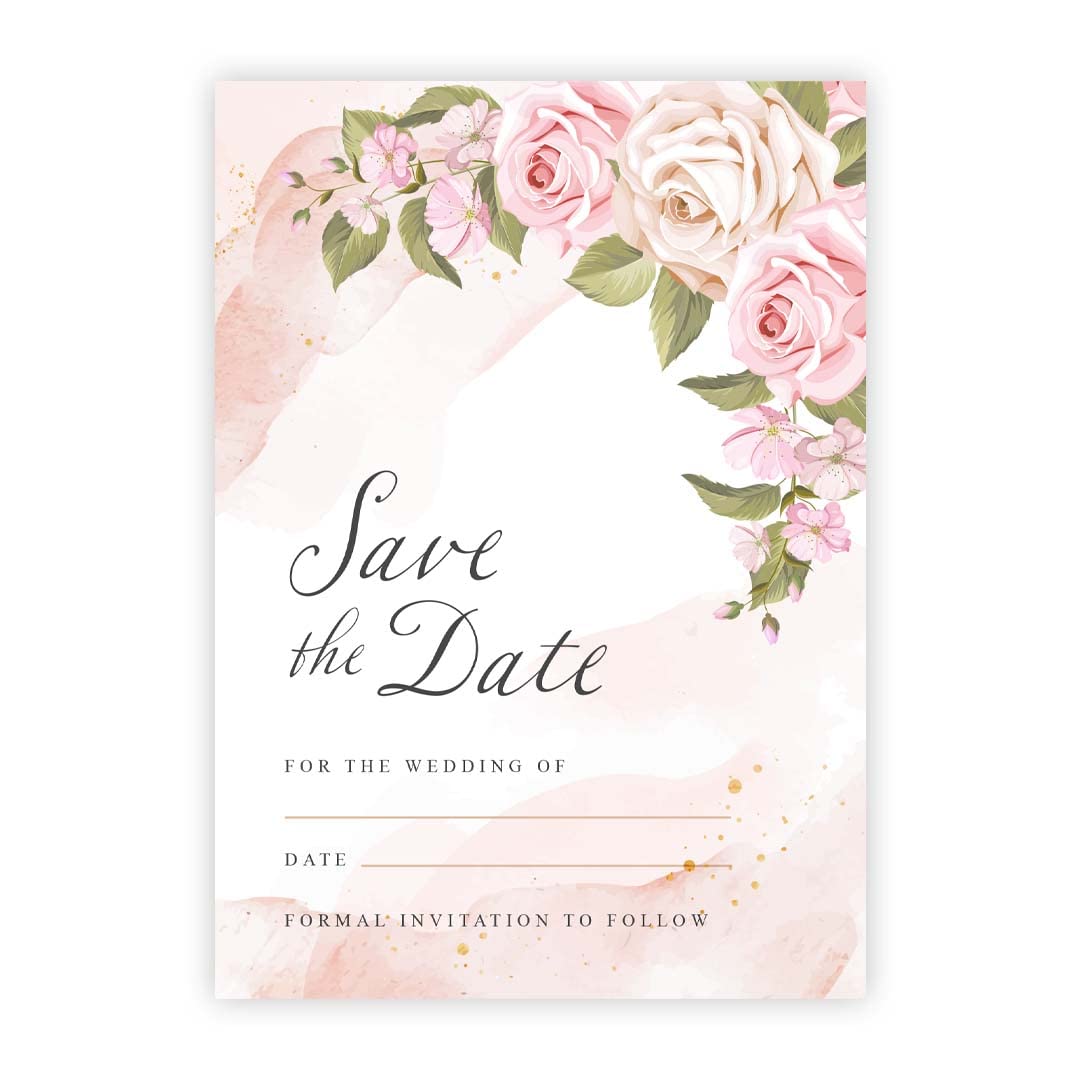 Kirsten McMillan 25 Floral Wedding Save the Date Cards with Envelopes A6 Wedding Save the Date Cards with Envelopes Designed and Printed in the UK (Pack of 25)
