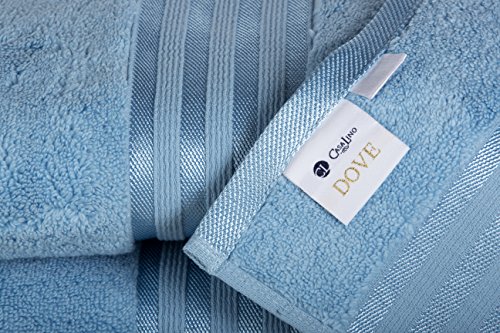Casa Lino -Premium Quality Zero Twist, Air Soft, 6 Piece Towel Set, 2 Bath Towels, 2 Hand Towels 2 Washcloths, Machine Washable, Hotel Quality, Towel Gift Set- Dove Cotton Collection (Electric Blue)