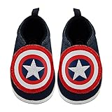 Marvel Baby Boy's Avengers Captain America Character Low Top Denim Sneakers Accessory, navy blue, 3-6M