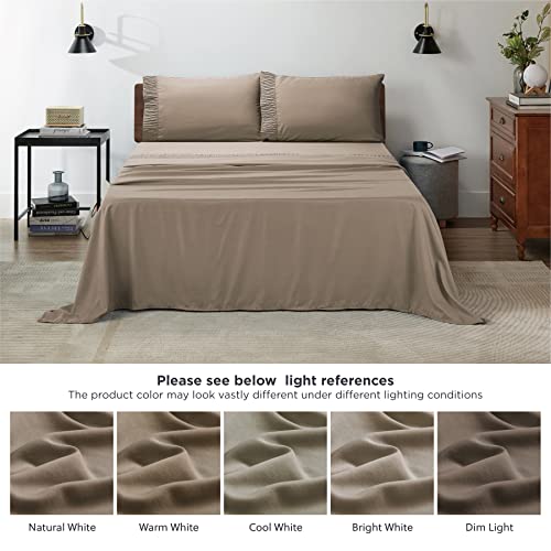 Bedsure Full Size Sheets Set Taupe Soft 1800 Bedding Microfiber