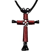 Show Me Country New Black Horseshoe Nails W/Red Cross Necklace Hand Made